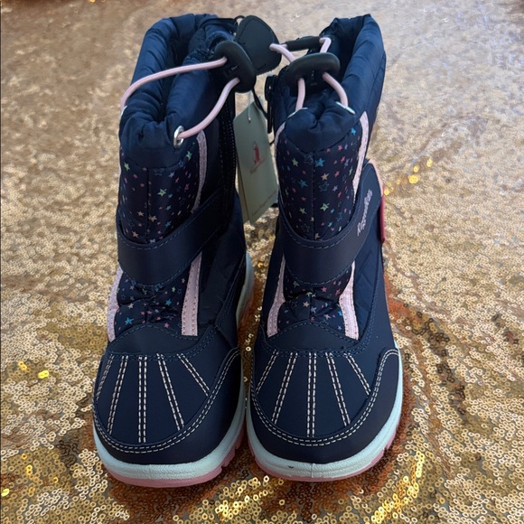 Girls RuggedBear Navy and Pink Snow Boots - Picture 3 of 6